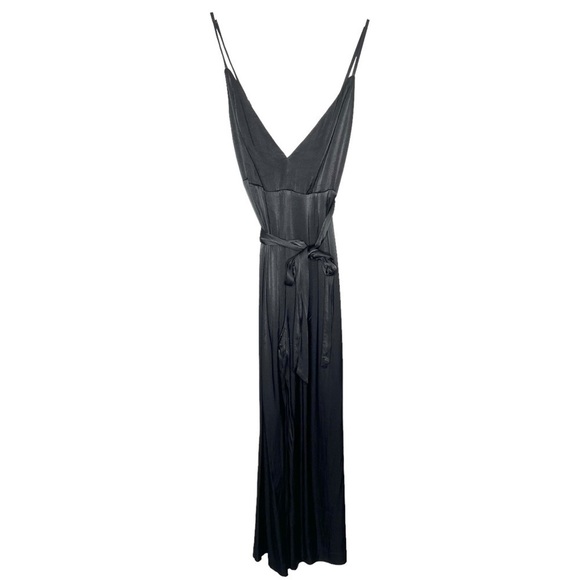 Fame and Partners Benton Jumpsuit Black Satin Size 14 - Picture 6 of 16